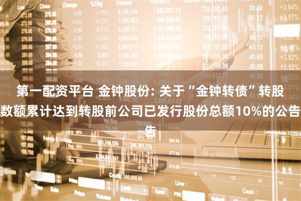 第一配资平台 金钟股份: 关于“金钟转债”转股数额累计达到转股前公司已发行股份总额10%的公告
